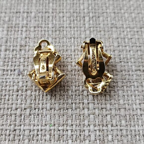 Vintage Nina Ricci Earrings Gold Tone Clip On Stud Earrings Jewelry Authentic - Picture 5 of 11